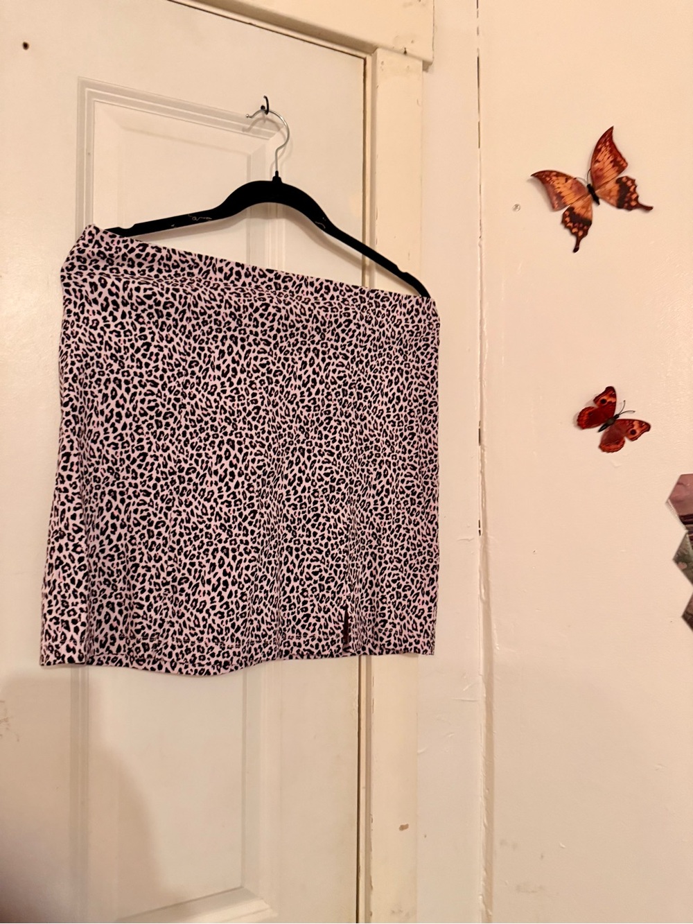 Topshop Pink and Black Leopard Mini Skirt